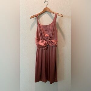 Knot-Front Satin Maxi Dress in Dusty Rose